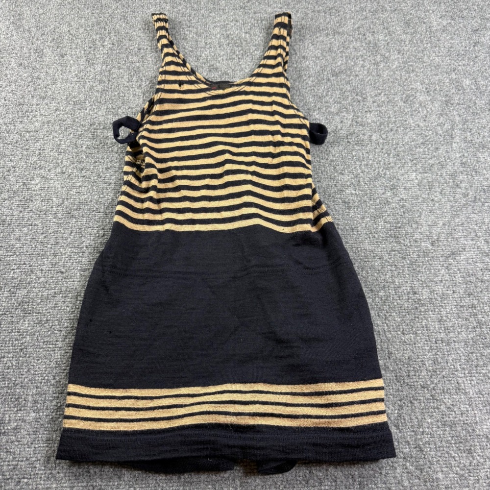Gantner Swimsuit Kids Black Tan Striped Wool Vintage One Piece Kids